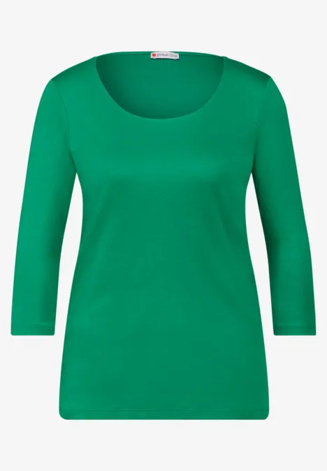 Basic T-shirt met 3/4 mouwen vibrant green