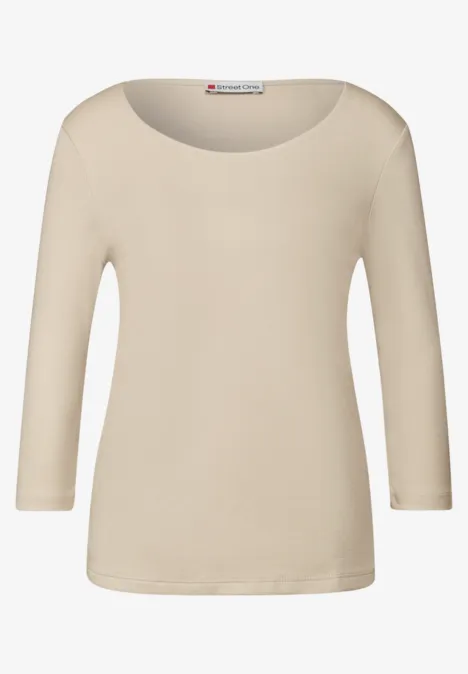 Basic Shirt met 3/4 mouwen cotton beige