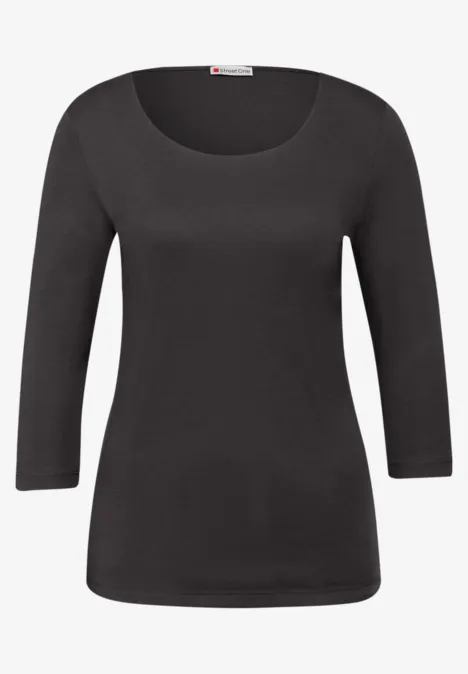 Basic Shirt met 3/4 mouwen darkest brown