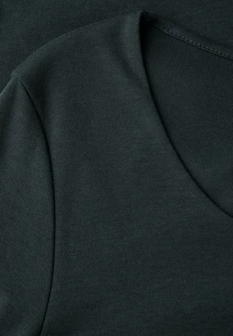 Basic T-Shirt mit 3/4 Arm evernight green