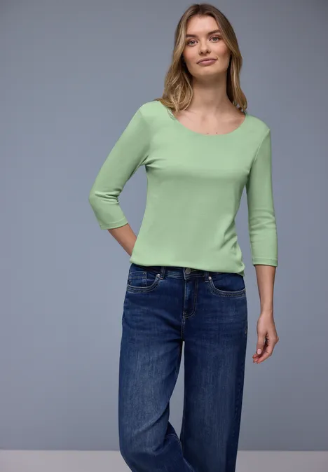 Basic Shirt met 3/4 mouwen pale mint green