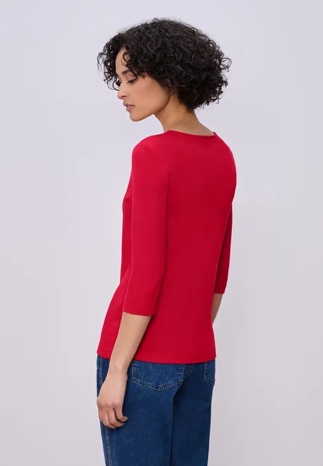 Basic T-Shirt mit 3/4 Arm salsa red