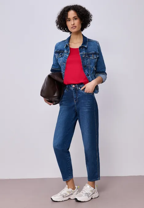 Basic T-Shirt mit 3/4 Arm salsa red