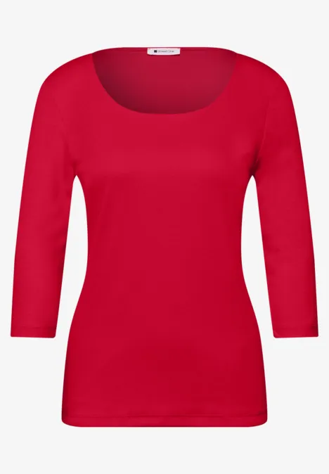 Basic T-Shirt mit 3/4 Arm salsa red