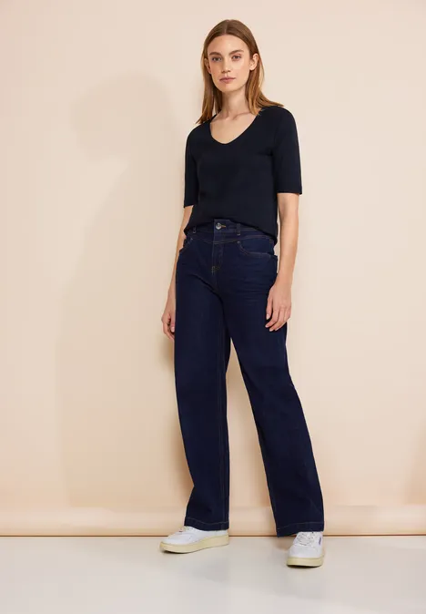 Basic Kurzarmshirt deep blue