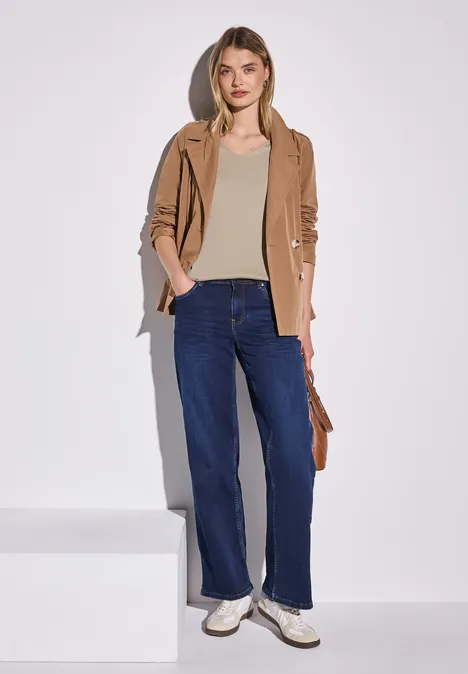 Basic Kurzarmshirt coastal beige