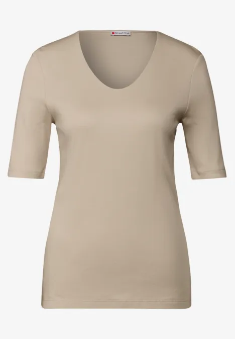 Basic Kurzarmshirt coastal beige