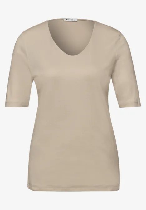 Basic Kurzarmshirt cotton beige Basic Kurzarmshirt cotton beige