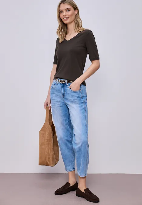 Basic Shirt met ondoorzichtige voorkant espresso brown