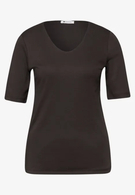 Basic Shirt met ondoorzichtige voorkant espresso brown