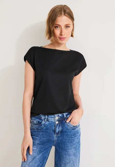 T-shirt à encolure bateau Black