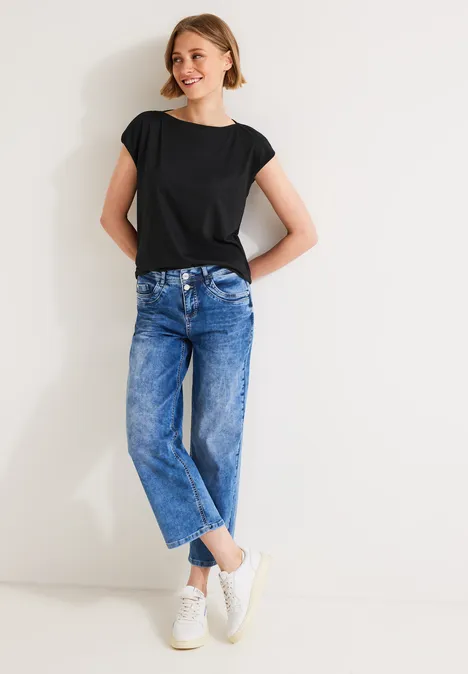 T-shirt à encolure bateau Black