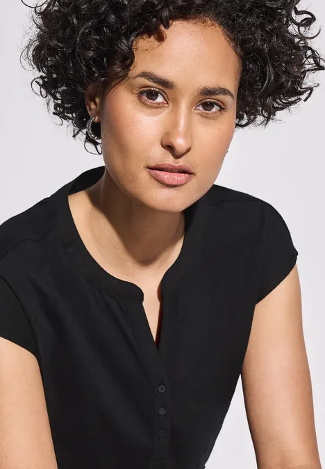 Jersey Shirt im Tunika-Look Black