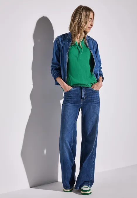 Jersey Shirt im Tunika-Look viridian green