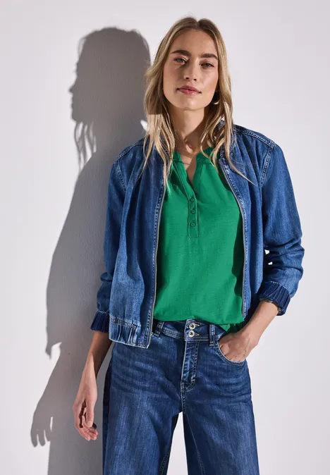 Jersey Shirt im Tunika-Look viridian green