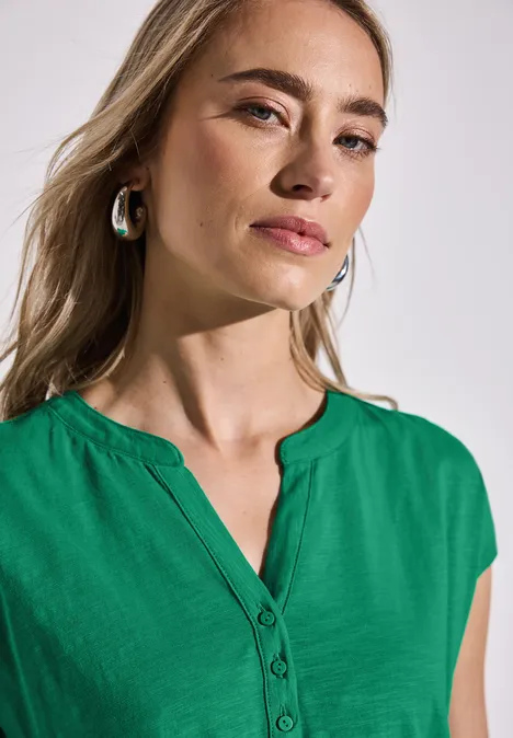 Jersey Shirt im Tunika-Look viridian green