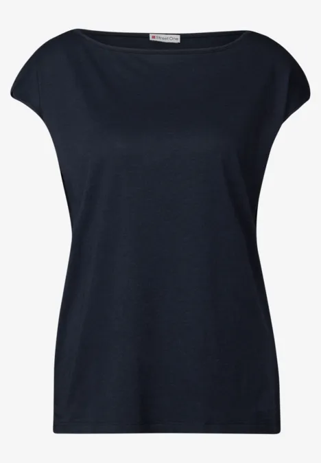 Shirt mit U-Boot-Ausschnitt deep blue