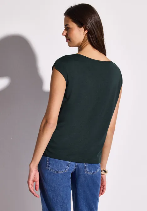 T-shirt avec encolure en U hunter green