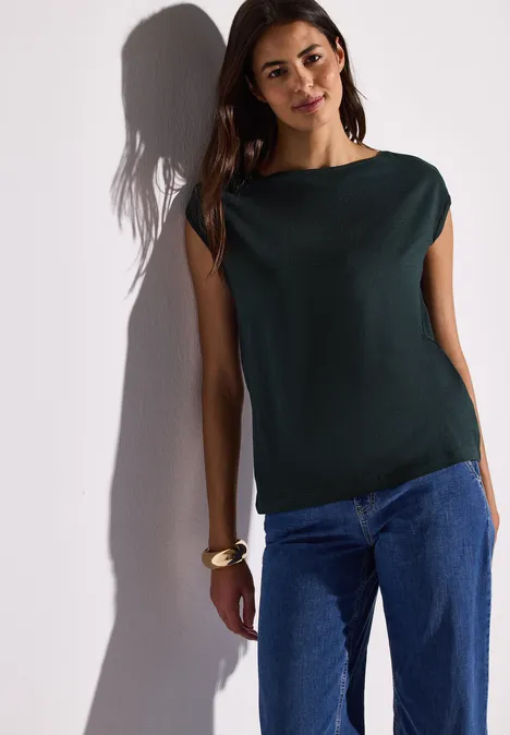 T-shirt avec encolure en U hunter green