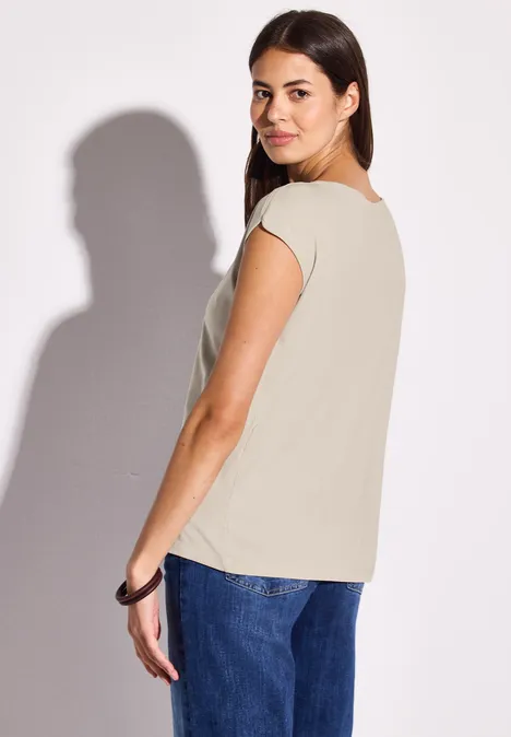 Shirt met boothals moonstone sand