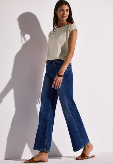 Shirt met boothals moonstone sand