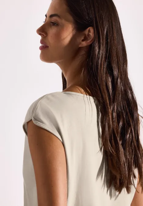 Shirt met boothals moonstone sand