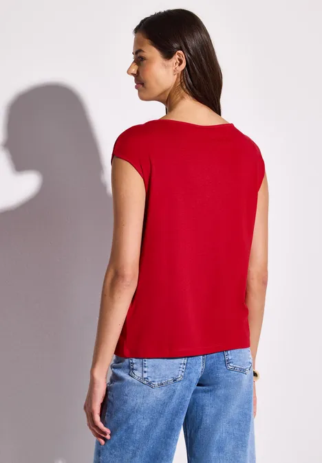 T-shirt avec encolure en U glory red