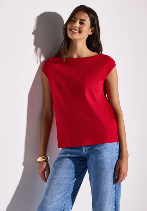 T-shirt avec encolure en U glory red