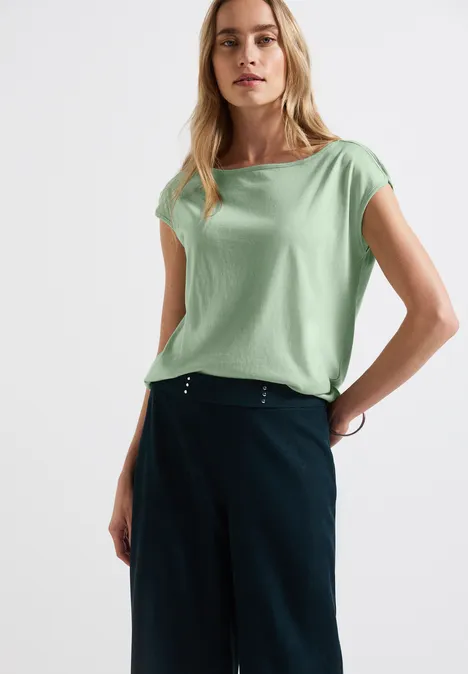 Shirt met boothals soft jade green