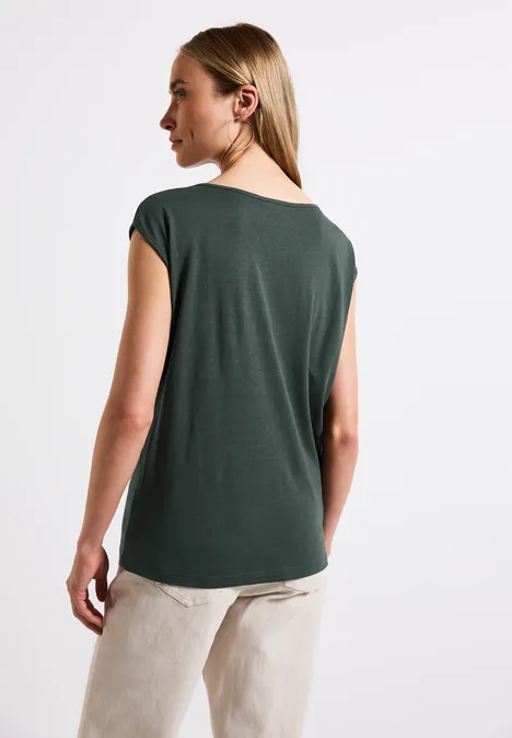 T-shirt avec encolure en U mid green