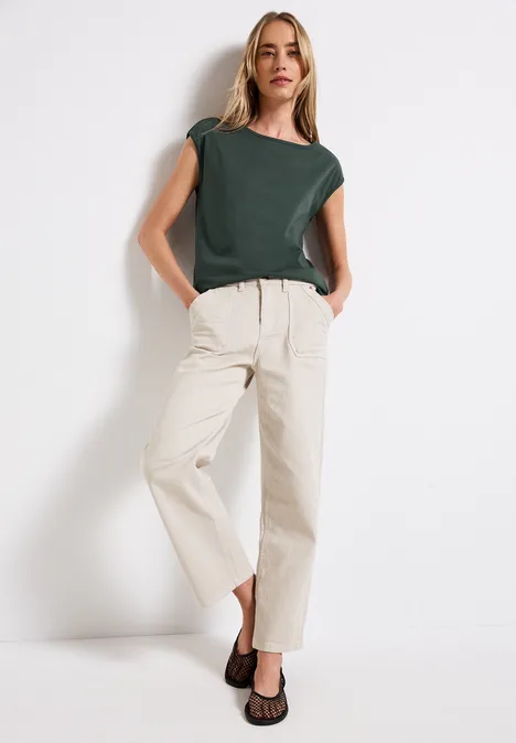 T-shirt avec encolure en U mid green