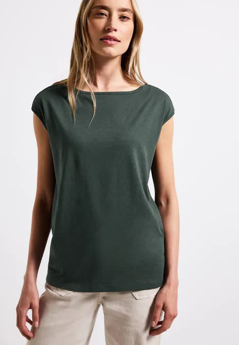 T-shirt avec encolure en U mid green