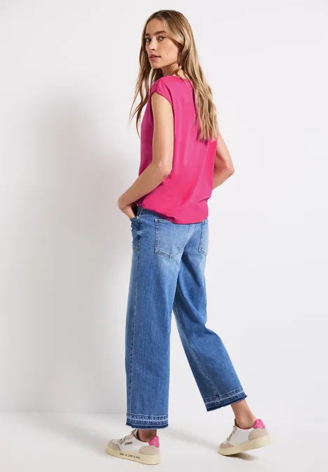 Shirt mit U-Boot-Ausschnitt blazing pink