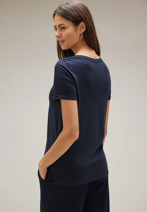 T-Shirt mit Steinchendeko deep blue