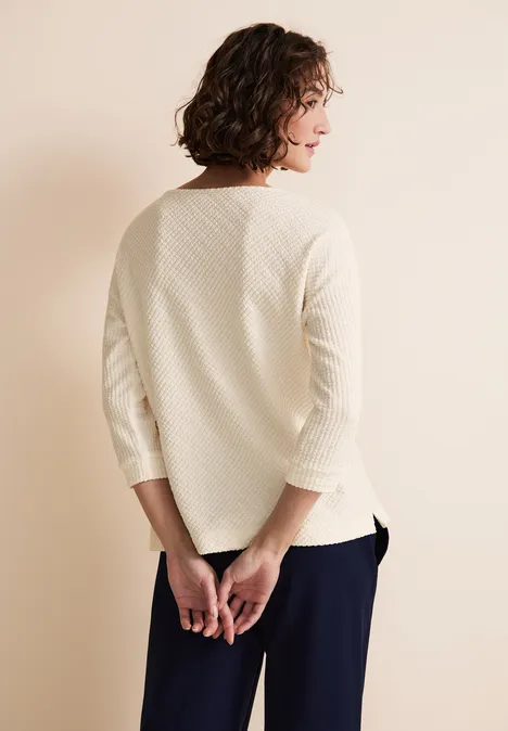 Shirt met structuur en 3/4-mouwen lucid white