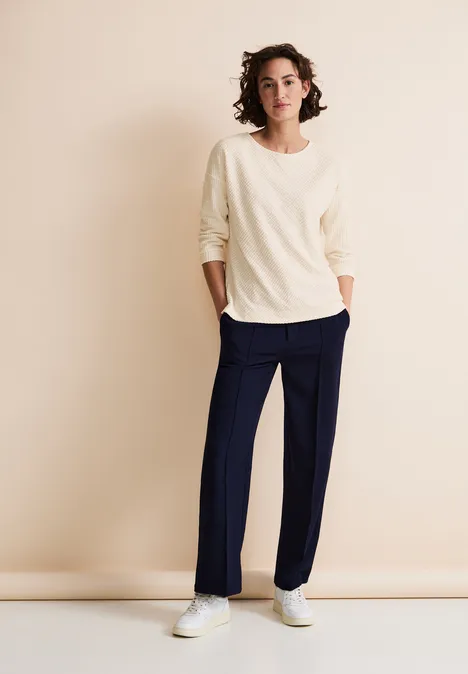 Shirt met structuur en 3/4-mouwen lucid white