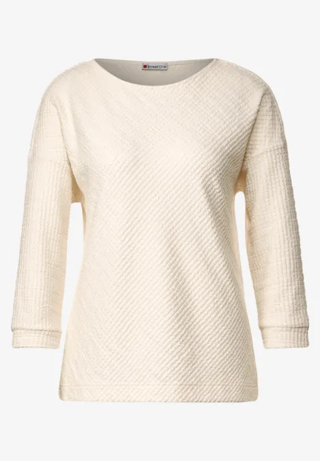 Shirt met structuur en 3/4-mouwen lucid white