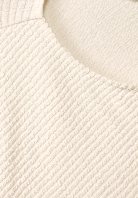 Shirt met structuur en 3/4-mouwen lucid white