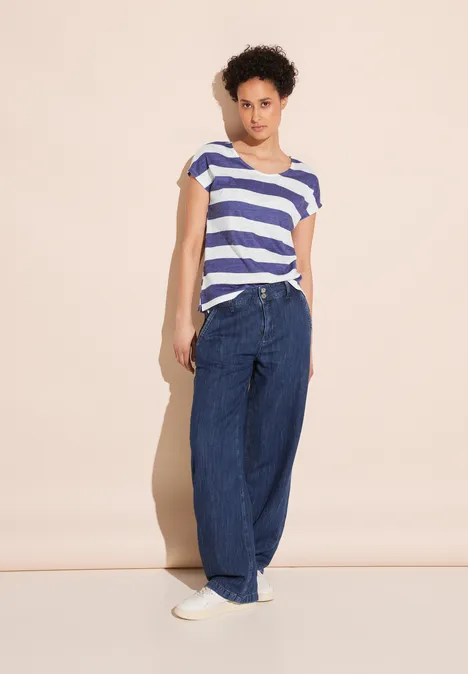 Gestreiftes T-Shirt deep water blue