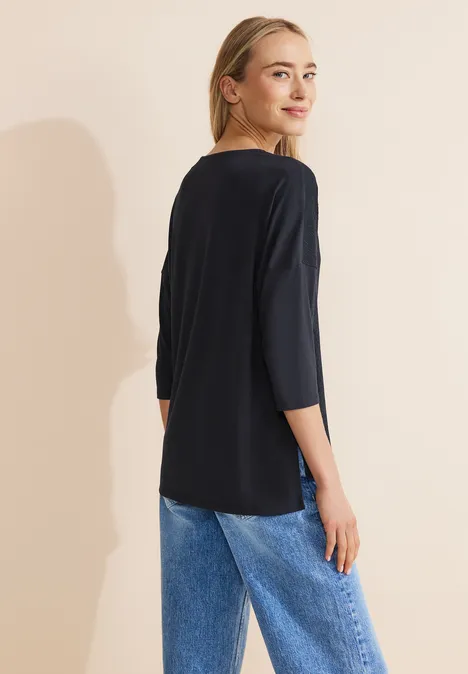 Shirt im Materialmix deep blue