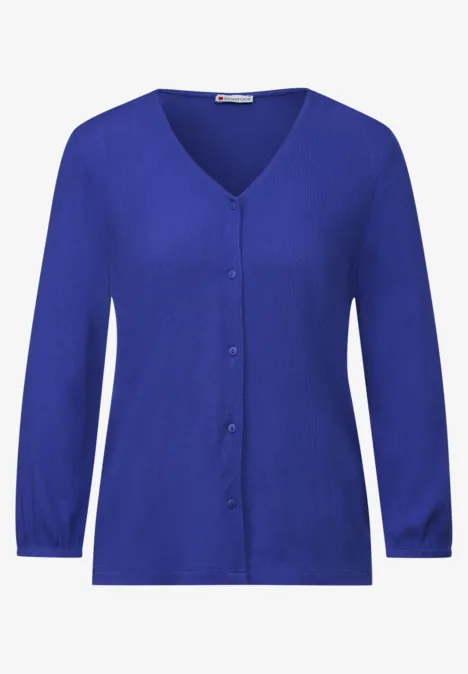 Shirt van materiaalmix intense royal blue