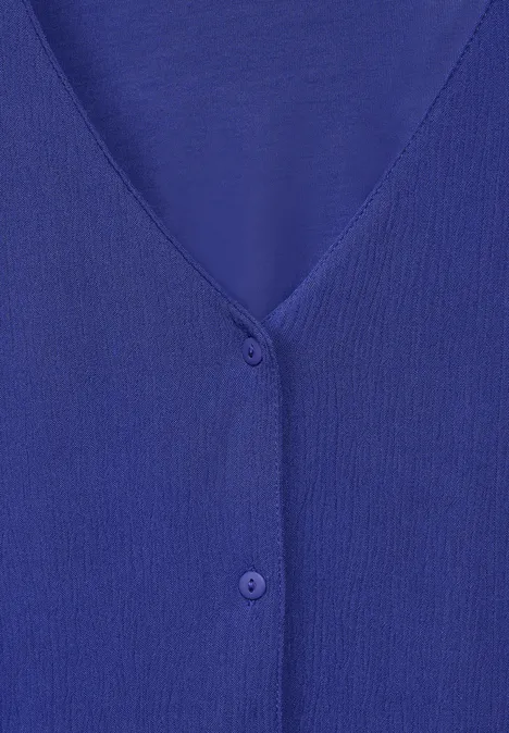 Shirt van materiaalmix intense royal blue