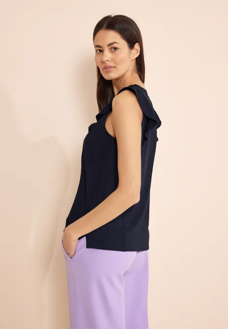 T-Shirt mit Volants deep blue