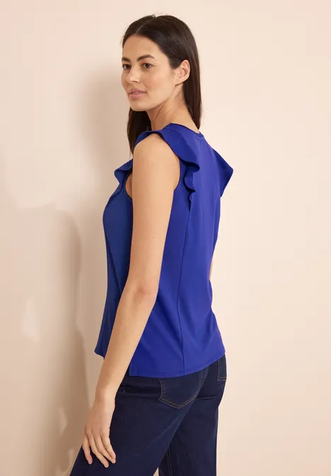 T-Shirt mit Volants intense royal blue