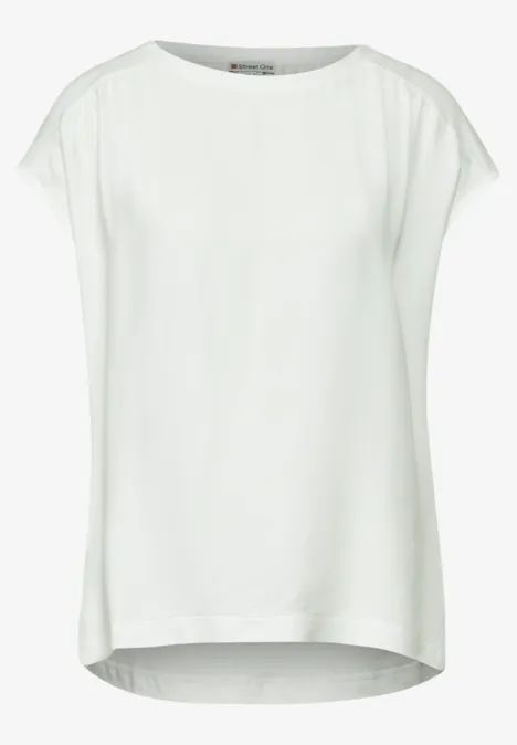 Materialmix T-Shirt off white