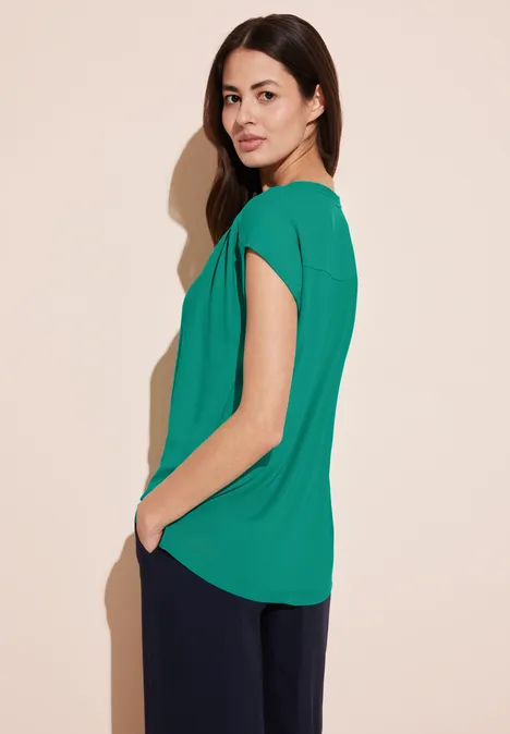 Materialmix T-Shirt intense aqua