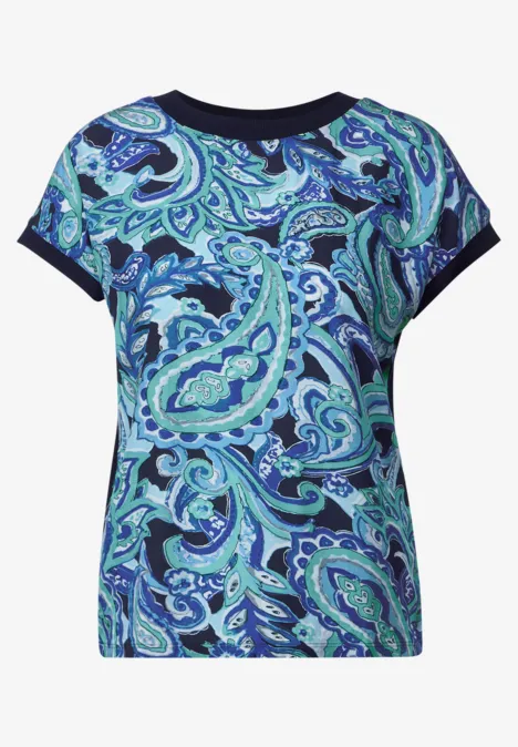 Materialmix T-Shirt intense aqua