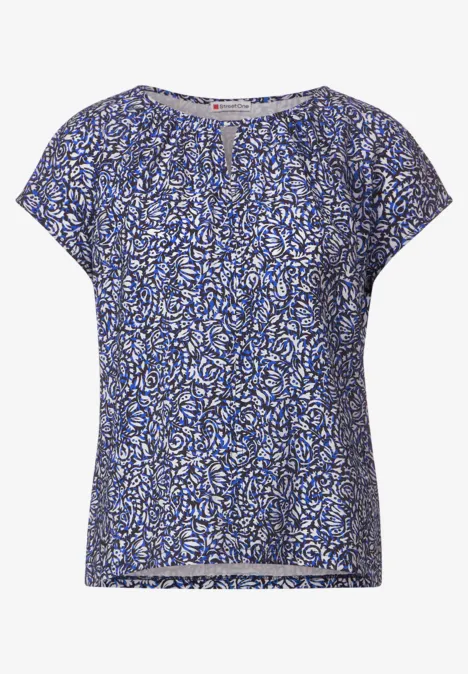 Materialmix T-Shirt intense royal blue