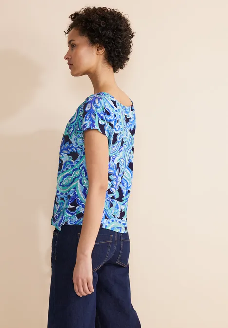 Materialmix T-Shirt intense aqua