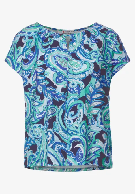 Materialmix T-Shirt intense aqua